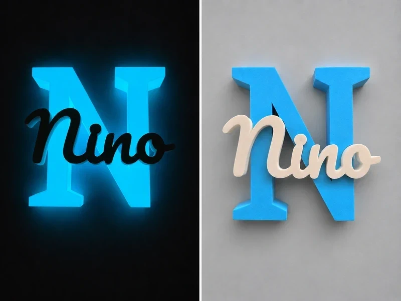 Prénom personnalisé bleu fluorescent, lettre décorative 3D – largeur 10 à 25 cm